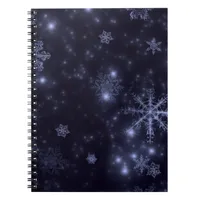 Snowflakes with Midnight Blue Background Notebook