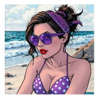 Beach Lady in Shades, Bikini and Bandana  Acrylic Print