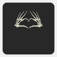 Skeleton Hands Heart Funny Halloween Men Women Kid Square Sticker