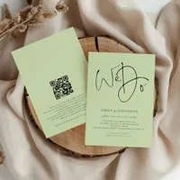 We Do Script QR Code Lime Cream Wedding Invitation