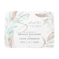 SAVE THE DATE | Pastel Coral Aqua Leaves Magnet