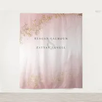 Modern Luxe Gold Flecks Blush Pink Wedding Photo Tapestry