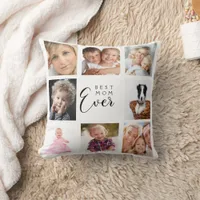 Mother photo collage white black throw pillow