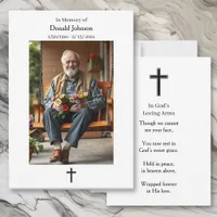 Black Cross and Poem Photo Memorial Card