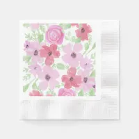 Pink and Sage Green Watercolor Floral Napkins