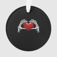 Skeleton Hands Holding A Red Heart Warm Highlight Ornament
