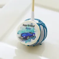 Classic Retro Blue Sports Car Birthday Adventure Cake Pops