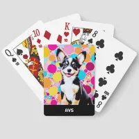 Monogrammed Colorful Pretty Bright Pet Cute Dog Canasta Cards