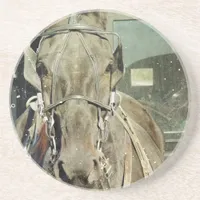Grunge Amish Buggy Horse Drink Coaster