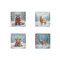 Cute Whimsical Animals Christmas   Stone Magnet