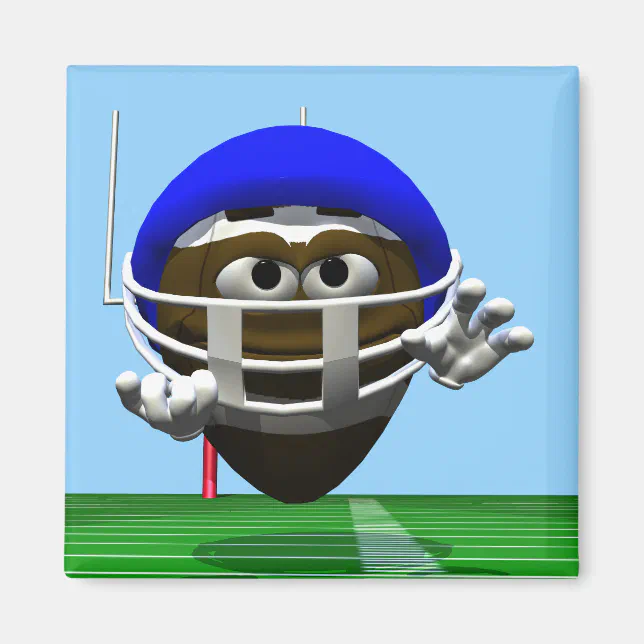 Funny Cartoon Football in a Helmet Magnet