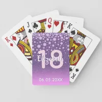 18th birthday purple pink glitter diamonds poker cards