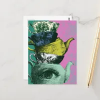The Retro Teacup Teakettle Stack Postcard