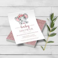 Budget Rose Gold Glitter Elephant Baby Girl FLYER