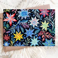 Colorful Winter Floral Pattern Christmas Holiday Card