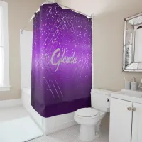 Modern Purple Brushed Metal with Silver Monogram | Shower Curtain