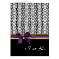 violet ribbon damask romantic Thank You Card