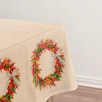 Southwest Chile Ristra Wreath on Adobe Wall Tablecloth