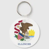 Flag and Seal of Illinois Keychain