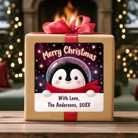 Cute Penguin Christmas Custom Gift Sticker