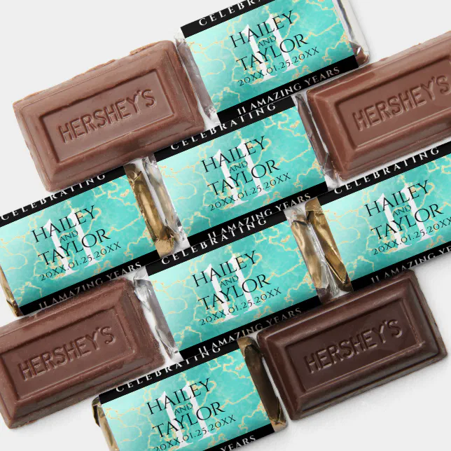 Elegant 11th Turquoise Wedding Anniversary Hershey's Miniatures