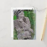 retro rich poor girl woman Mixed media collage Postcard