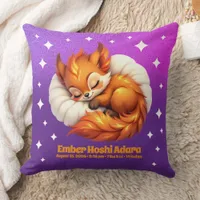 Cute Fox Cub Asleep in Starry Night Sky Natal Throw Pillow