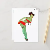 Halloween Retro Zombie  Postcard