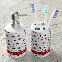 Christian America Patriotic Red White Blue Stars Bath Set