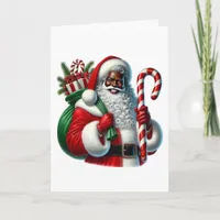 Black Santa and Bag of Gifts Personalize Christmas Card