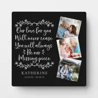 Family Memorial Three Photo Keepsake Plaque