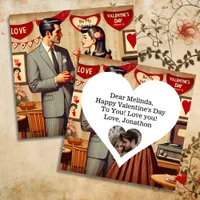 Cute Retro Couple Valentine's Day Personalized Holiday Card