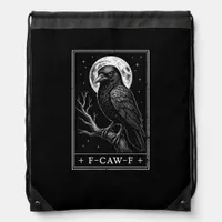 F-Caw-F Crow Card Funny Halloween Vintage Back Drawstring Bag
