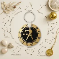 Balanced Gold Libra Zodiac Wheel Keychain