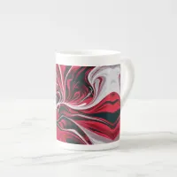 Bold Red, Black & White Marble | Bone China Mug