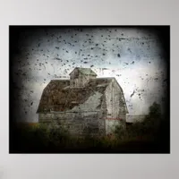 Barn and Birds Grunge Poster