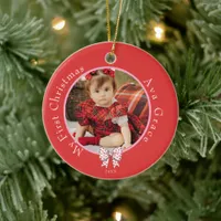 My First Christmas Bow photo Year Ornament