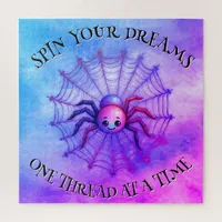 Cute Spider Inspirational Quote Monogram on purple Jigsaw Puzzle