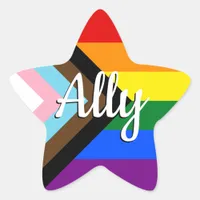 Ally | Progress Pride Flag Star Sticker