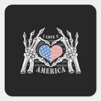 America Skull Skeleton Hand Artwork Editable Layer Square Sticker