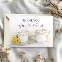 Tea Cup and Yellow Daisies Wedding Thank You Note