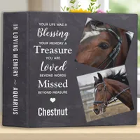 Equine Remembrance Horse Memorial Photo Album 3 Ring Binder