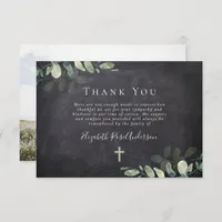 Elegant Eucalyptus Photo Funeral Thank You Note Card