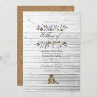 Rustic Cotton Lavender Country Barn Wedding Photo  Invitation