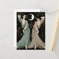 Two Lovely Women Dance in the Moonlight Postcard