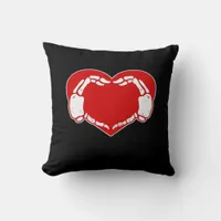 Heart Skeleton Hands Gothic Valentine Red Classic Throw Pillow