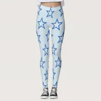 Leggings - 3-D Blue Stars