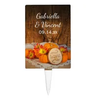 Rustic Pumpkins Fall Barn Wedding Cake Topper