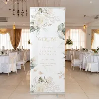 Pearl Blush Floral Wedding Welcome ID989 Retractable Banner