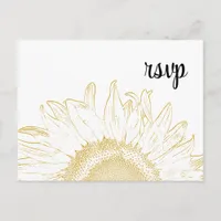 Yellow Sunflower Graphic Wedding RSVP Response Invitation Postcard